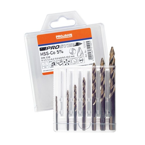 Projahn Spiralbohrer Set DIN338 HSS-Co 5% PROSTEP 7-tlg. Ø 2,5 - 3,3 - 4,2 - 5,0 - 6,8 Professional -72102