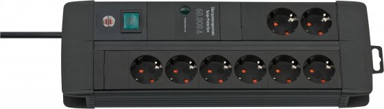 Brennenstuhl Premium-Line Steckdosenleiste 8-fach mit Überspannungsschutz (3m Kabel, mit Schalter, Made in Germany)
