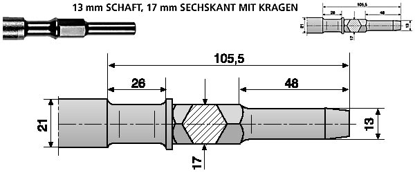 Hikoki Flachmeißel 13mm25X450 mm DH38YB, DH38YB1, DH40SR u.a. / -751554