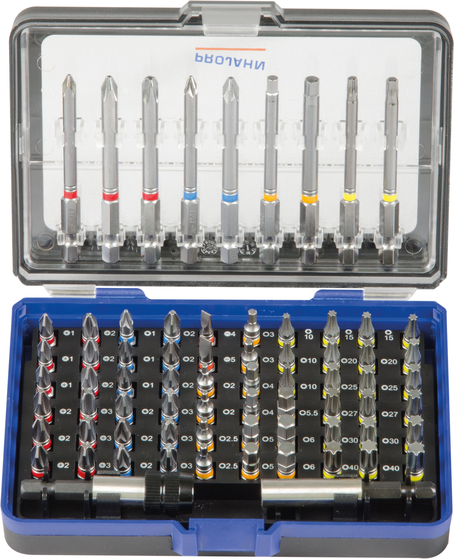 Projahn COLOR Bit-Box XL 6,3 / 1/4" 25 mm + 75 mm 71-tlg. Professional -4090