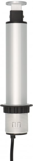 Brennenstuhl Brennenstuhl Tower Power, Tischsteckdosenleiste 3-fach (versenkbare Steckdosenleiste, 2-fach USB, 2m Kabel, komplett in Tischplatte versenkbar) silber/schwarz
