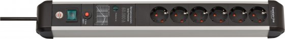 Brennenstuhl Premium-Protect-Line Steckdosenleiste 6-fach mit Überspannungsschutz (5m Kabel, mit Schalter, Made in Germany)