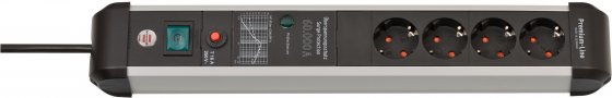 Brennenstuhl Premium-Protect-Line Steckdosenleiste 4-fach mit Überspannungsschutz (3m Kabel, mit Schalter, Made in Germany)
