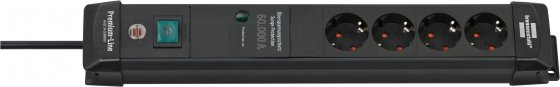 Brennenstuhl Premium-Line Steckdosenleiste 4-fach mit Überspannungsschutz bis zu 60.000A (Steckdosenleiste Wandmontage, Mehrfachsteckdose mit 1,8m Kabel und Schalter, Made in Germany)