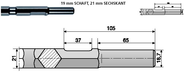Hikoki Spatmeißel Sechskant 19mm 75x375mm DH50SA,DH50SA1,H55SA / -751538